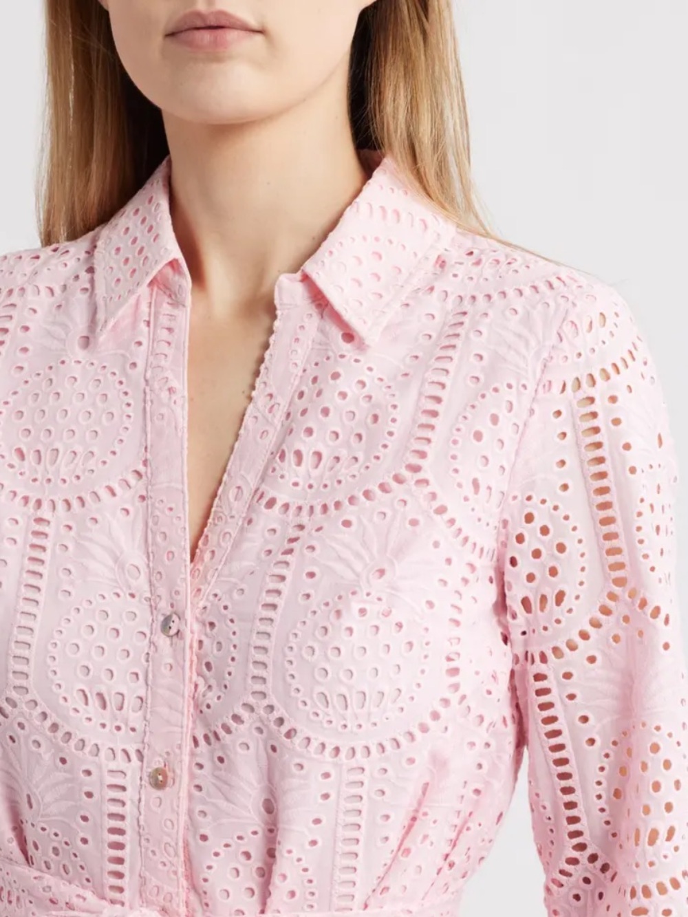 Lily Pulitzer Pink Eyelet Shirt Dress size 12 - Picture 2 of 14